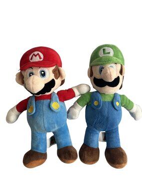 12" Official Super Mario & Luigi Plush Stuffed Toy Set Nintendo 2023 With Embroi